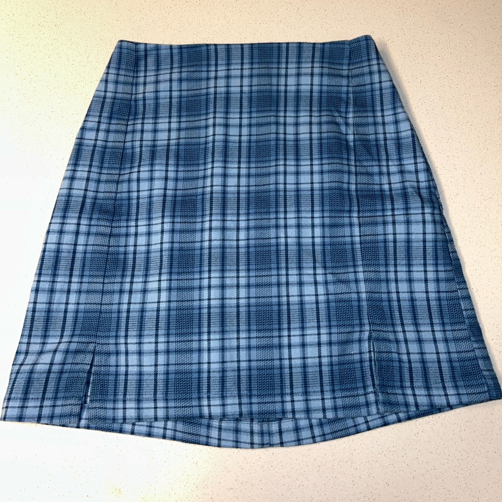 John Galt blue plaid skirt